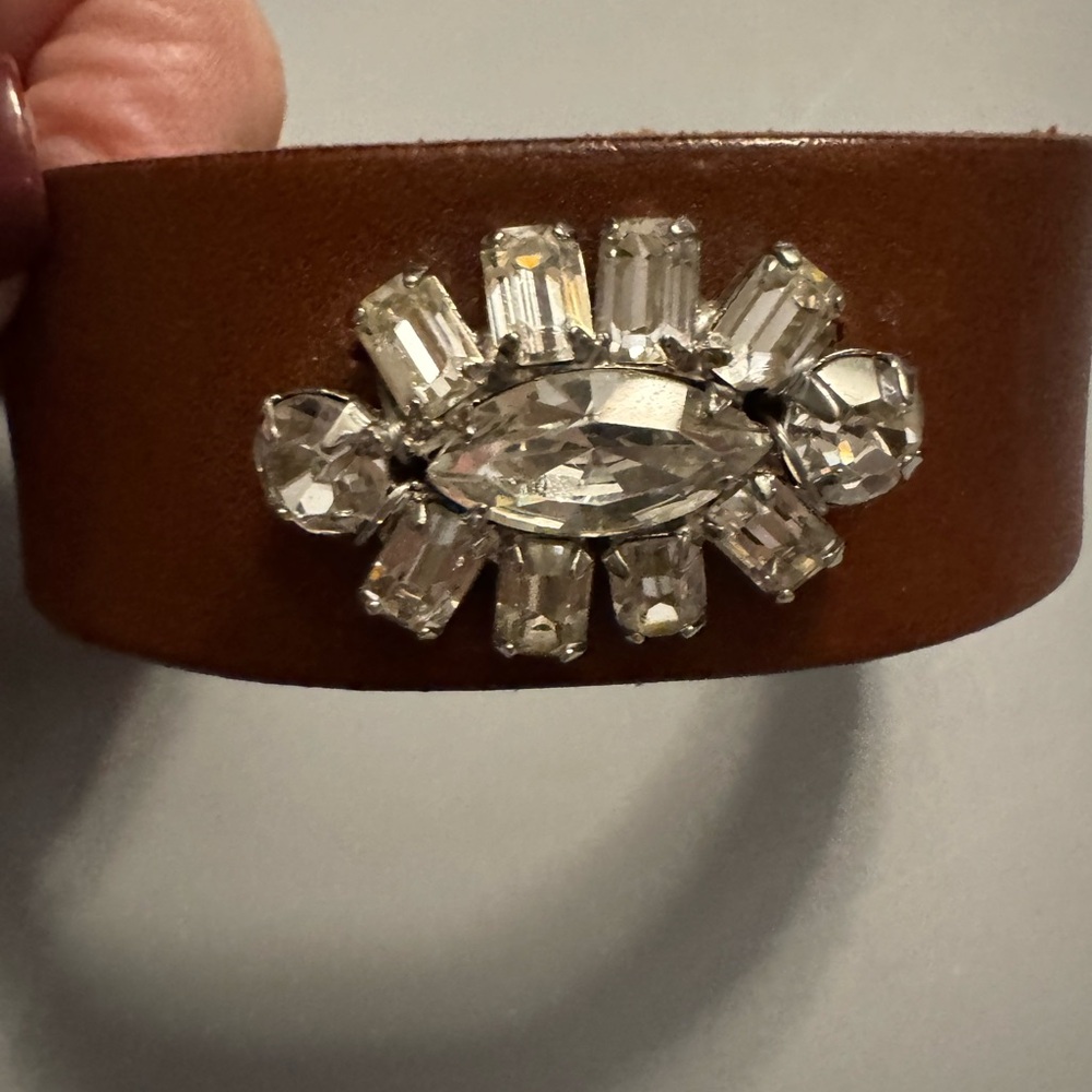 New! Made in the Deep South with antique brooch and leather